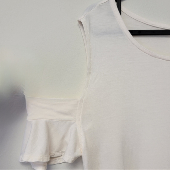 Old Navy Cold Shoulder Swing Ruffle Top Cream L - Picture 5 of 6